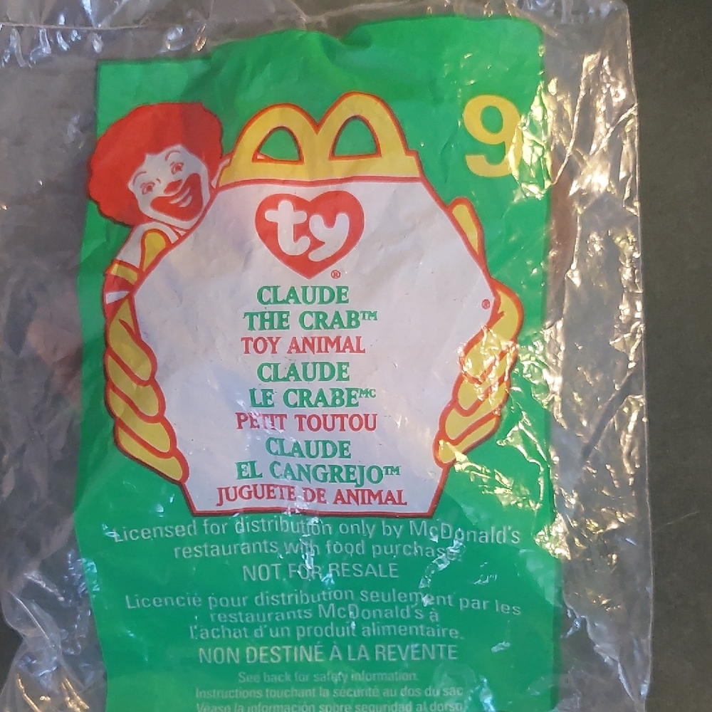 Rare NIP MCDonalds Happy Meal  Claude The Crab Toy w/Tag Errors